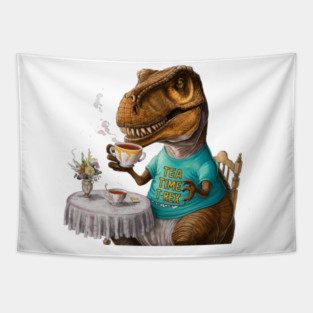 Tea Time T-Rex Tapestry