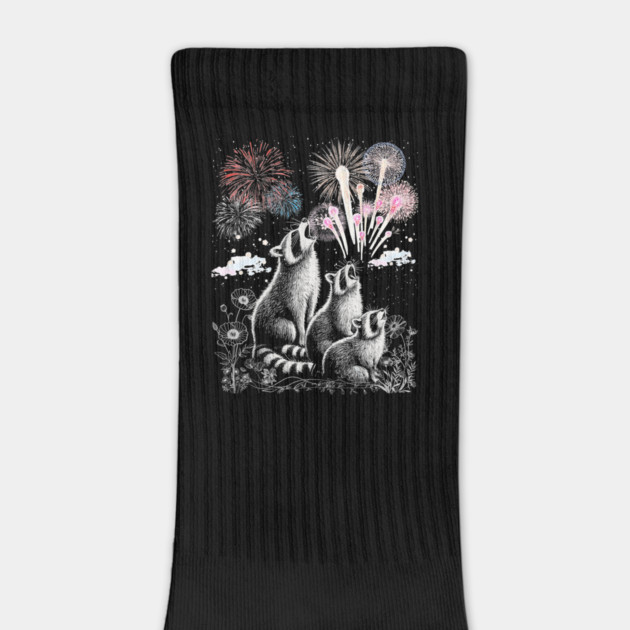 3 Racoon Fourth Of July Fireworks Funny Raccoon Head Howling by JessArty