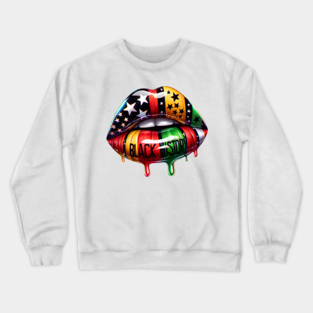 Black History lips Pan African Colors Crewneck Sweatshirt by UrbanLifeApparel