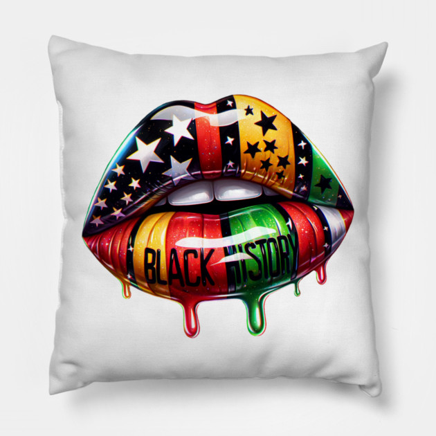 Black History lips Pan African Colors Pillow by UrbanLifeApparel