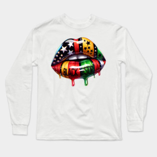 Black History lips Pan African Colors Long Sleeve T-Shirt
