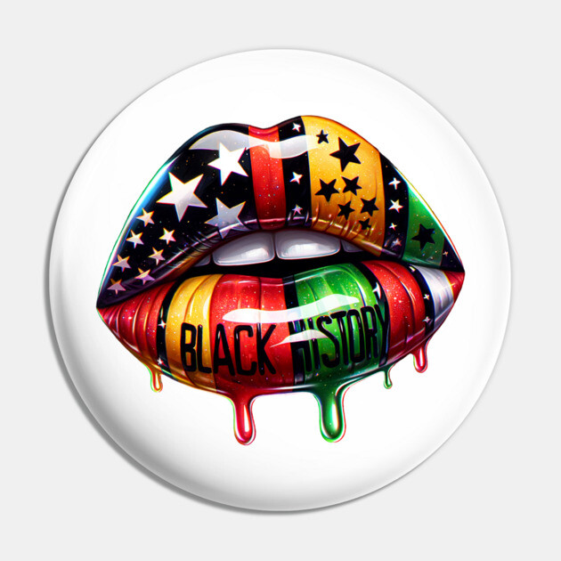 Black History lips Pan African Colors Pin by UrbanLifeApparel