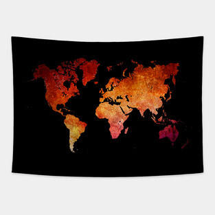 world map red Tapestry