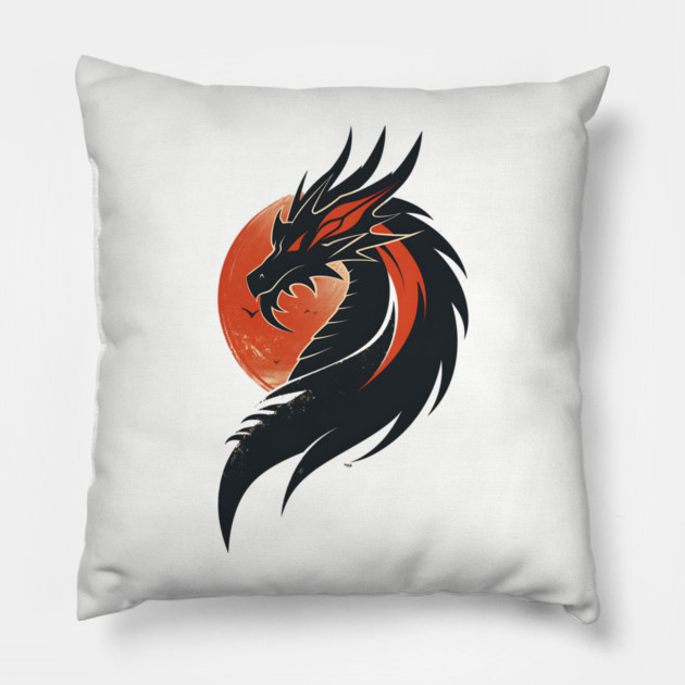 Black Dragon Pillow by UrbanLifeApparel