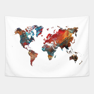 world map dark Tapestry