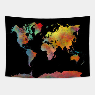 world map colors Tapestry