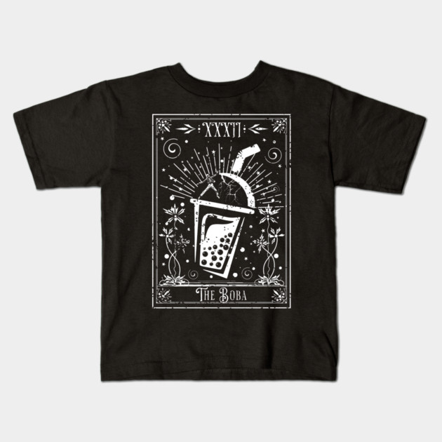 The Boba Tea Tarot Card Kids T-Shirt by H. R. Sinclair