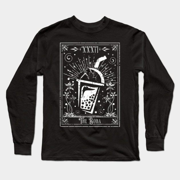 The Boba Tea Tarot Card Long Sleeve T-Shirt by H. R. Sinclair