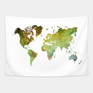 world map green Tapestry