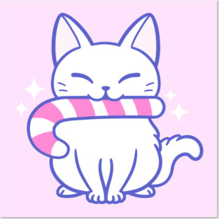 Candy Cane Kitty | Nikury Posters and Art