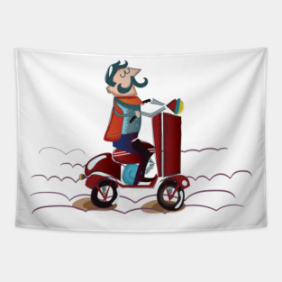 Moped rider Tapestry