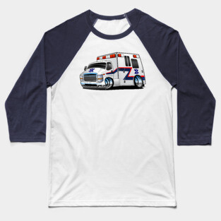 Paramedic EMT Ambulance Rescue Truck Cartoon Baseball T-Shirt