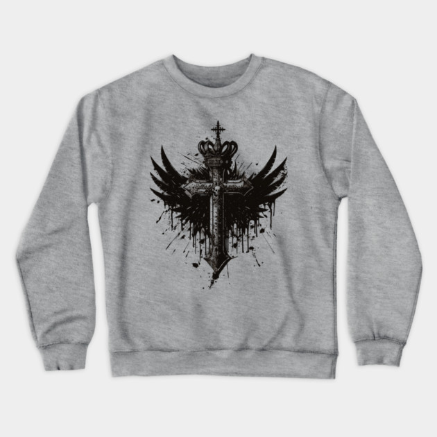 Hip Hop Cross Wings Crewneck Sweatshirt by UrbanLifeApparel