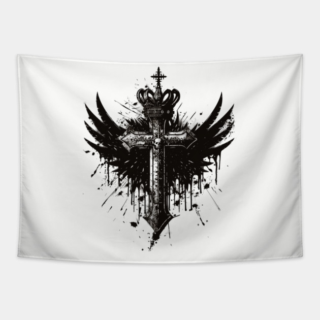 Hip Hop Cross Wings Tapestry by UrbanLifeApparel