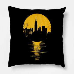 Urban City Life Sunset Pillow