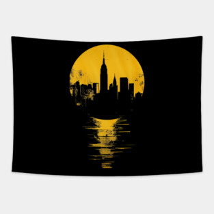 Urban City Life Sunset Tapestry
