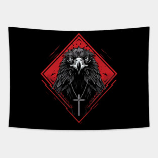 Urban Life Crow with Cross Tapestry