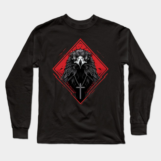 Urban Life Crow with Cross Long Sleeve T-Shirt by UrbanLifeApparel
