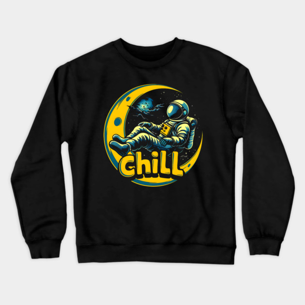 Urban Chill Astronaut on the moon Crewneck Sweatshirt by UrbanLifeApparel