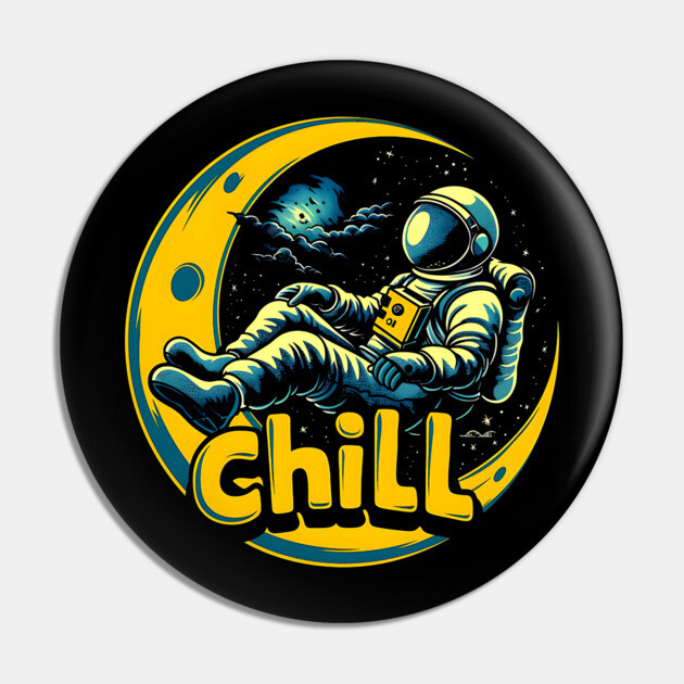 Urban Chill Astronaut on the moon Pin by UrbanLifeApparel
