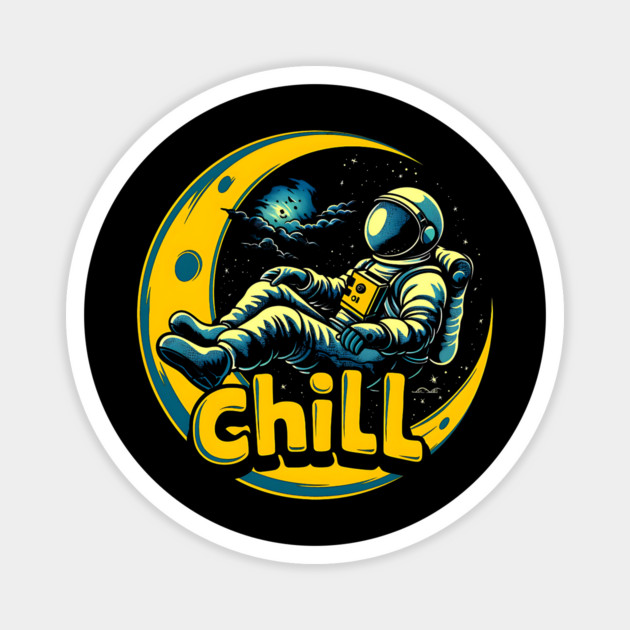 Urban Chill Astronaut on the moon Magnet by UrbanLifeApparel
