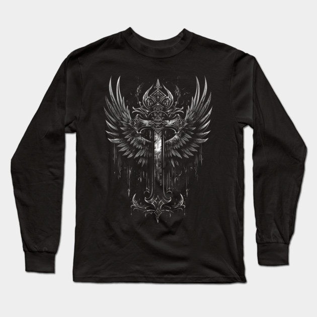 Hip Hop Wings Cross Long Sleeve T-Shirt by UrbanLifeApparel