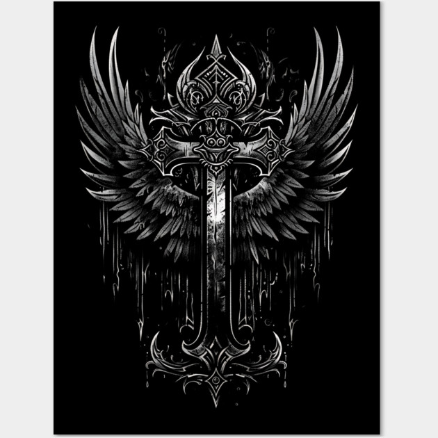 Hip Hop Wings Cross Wall Art by UrbanLifeApparel