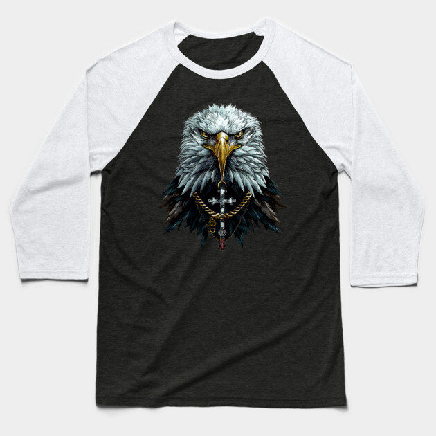 Urban Life Eagle with Cross Baseball T-Shirt by UrbanLifeApparel