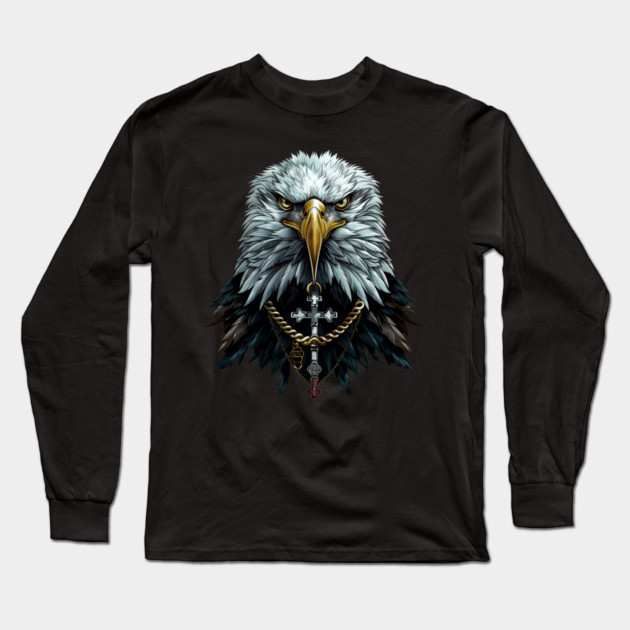 Urban Life Eagle with Cross Long Sleeve T-Shirt by UrbanLifeApparel