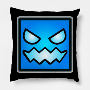 Blue Angry Geometry Dash Pillow