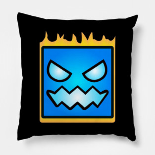 Blue Geometry Dash On Fire Pillow