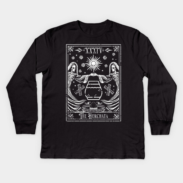 The Horchata Tarot Card Kids Long Sleeve T-Shirt by H. R. Sinclair