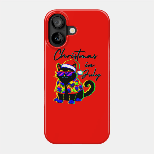 Glitch Cat Christmas in July Phone Case by The WYLD Tribe
