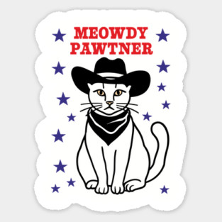 Meowdy Pawtner Funny Cowboy Cat Magnet
