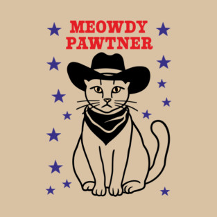 Meowdy Pawtner Funny Cowboy Cat T-Shirt