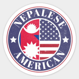 Proud Nepalese-American Badge - Nepal Flag Sticker