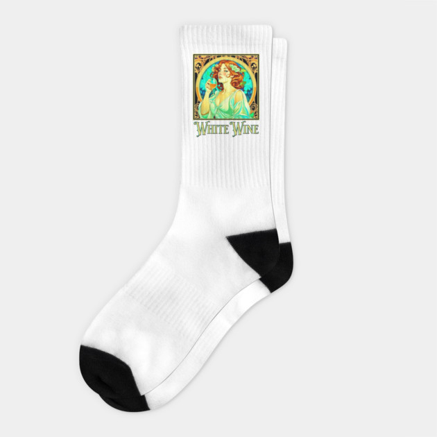 Art Nouveau White Wine Socks by HolidayBug
