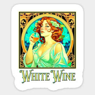 Art Nouveau White Wine Sticker