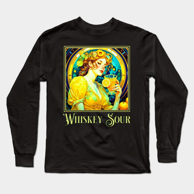 Art Nouveau Whiskey Sour Long Sleeve T-Shirt by HolidayBug