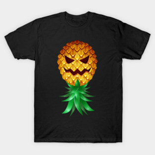 Scary Engraved Upside Down Pineapple T-Shirt
