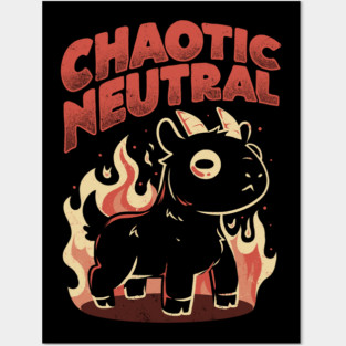 Chaotic Neutral - Dark Evil Cute RPG Geek Goat Sarcasm Gift Posters and Art