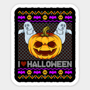 Spooky Jack O-Lantern Ugly Halloween Sweater design Funny Sticker