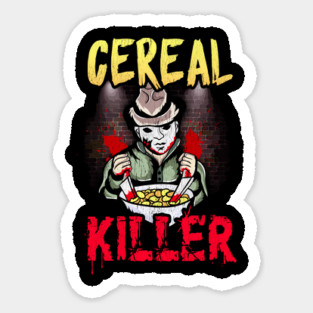 Cereal Killer Criminal with bloody knives Halloween Sticker