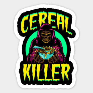 Cereal Killer Creepy Death Skeleton Character with cereal bowl Halloween Sticker