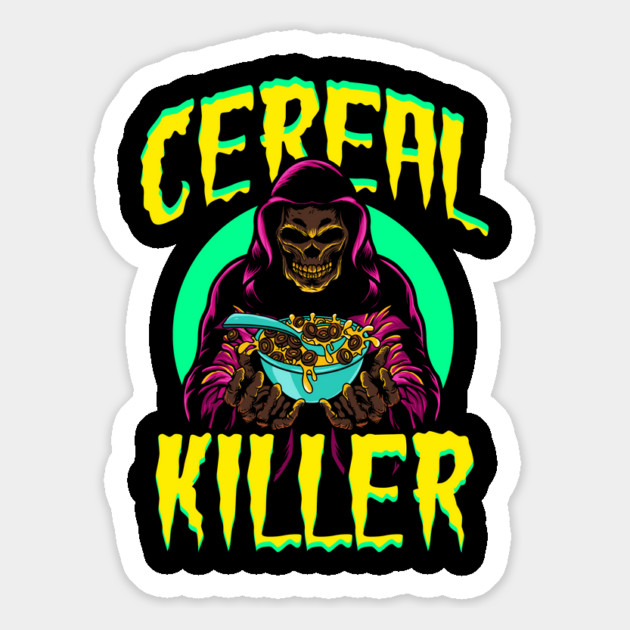 Cereal Killer Creepy Death Skeleton Character with cereal bowl Halloween Magnet by creative
