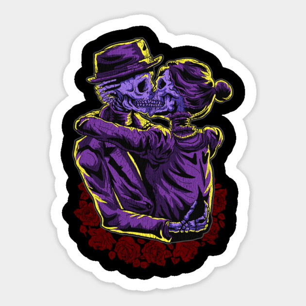 Kissing Skeletons Halloween or Day of the Dead Gift Magnet by creative