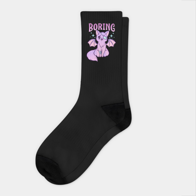 Anime Pastel Goth Cat Halloween Design Gift Socks by creative
