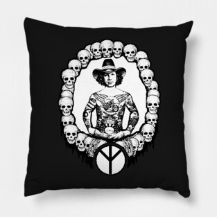 DAVID ALLAN COE- (RUSSIAN CRIMINAL) TATTOO Pillow