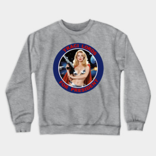 Traci Lords for President | Peace Through Love Cult Film Retro Political Satire Crewneck Sweatshirt