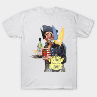 The Pirate with Parrot St Croix Rum Vintage Look T-Shirt